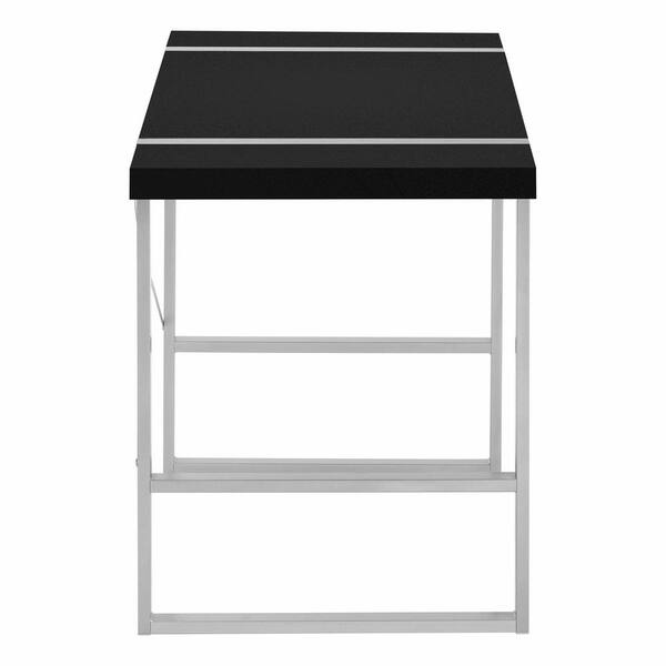 black desk silver legs