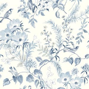 Frederique Blue Floral Pre-Pasted Paper Wallpaper Roll