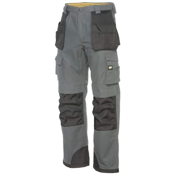Caterpillar Trademark Men's 40 in. W x 32 in. L Grey/Black Cotton/Polyester Canvas Heavy Duty Cargo Work Pant