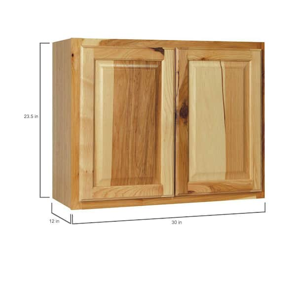 Hampton Bay - Hampton 30 in. W x 12 in. D x 24 in. H Assembled Wall Bridge Kitchen Cabinet in Natural Hickory with Shelf