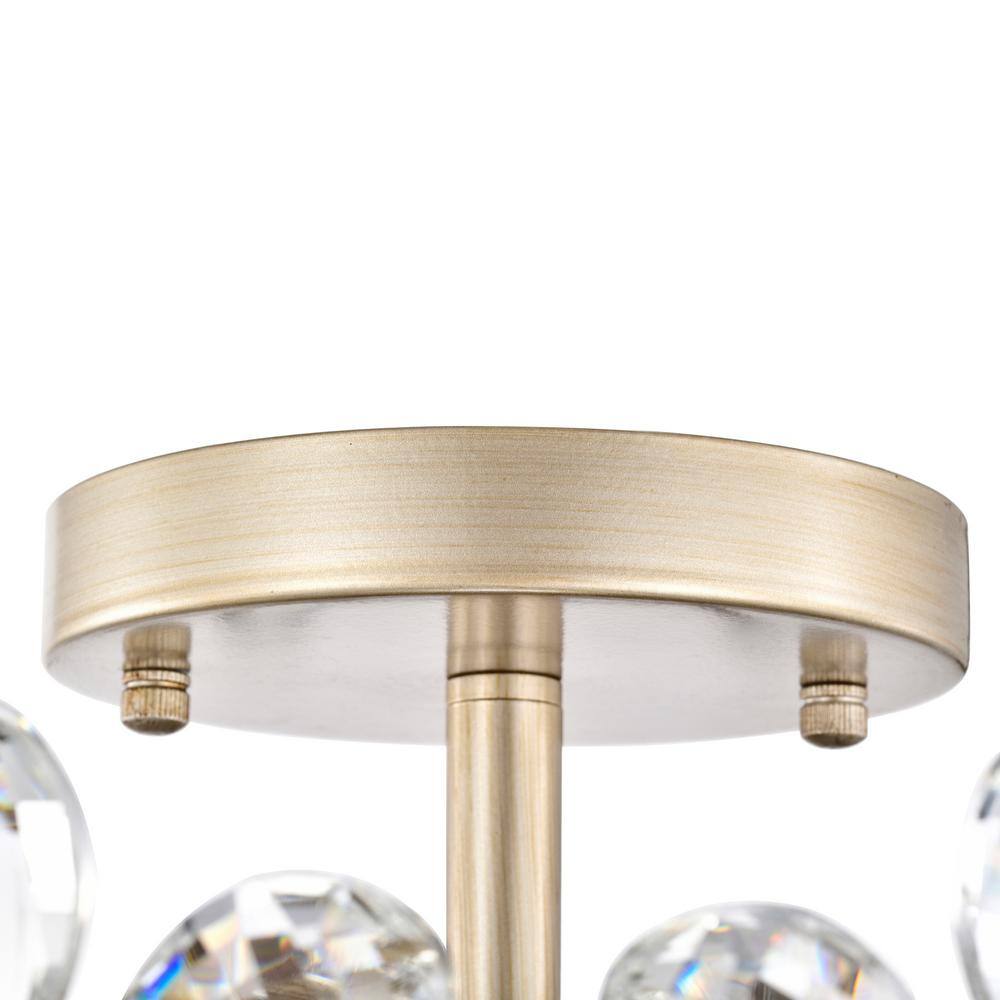 Teresa 17.7 in. Champagne and Silver Crystal Flower Flush Mount Light
