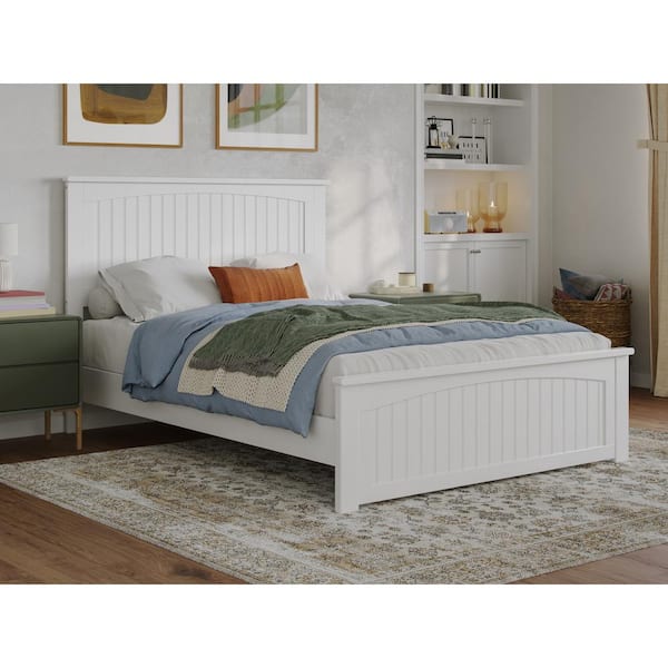 AFI Naples White Solid Wood Frame Full Low Profile Platform Bed with ...