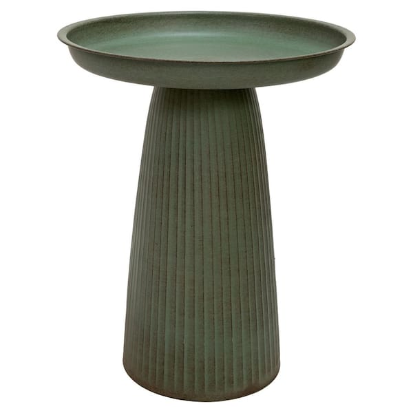 Gleeful Garden Metal Outdoor Bird Bath-Matte Green
