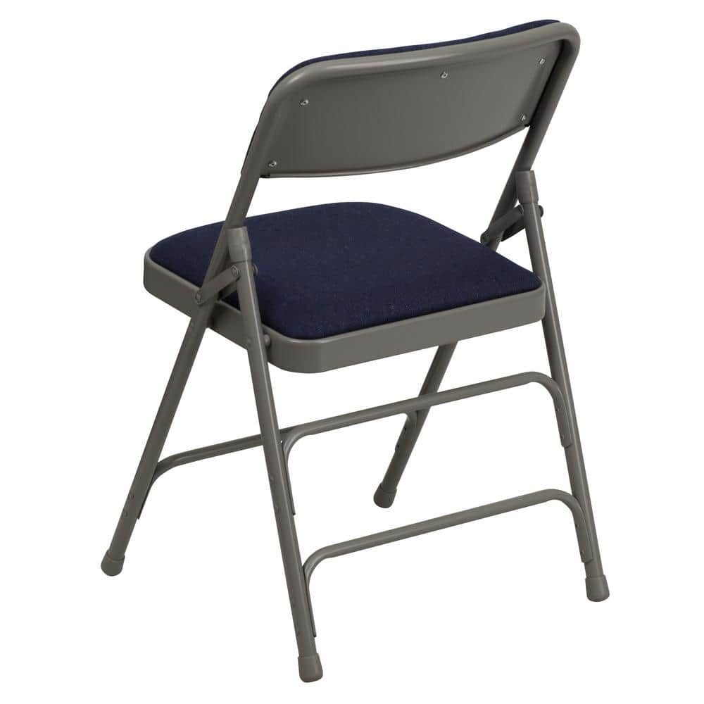 Navy Fabric Metal Folding Reception Chair with Padded Seat