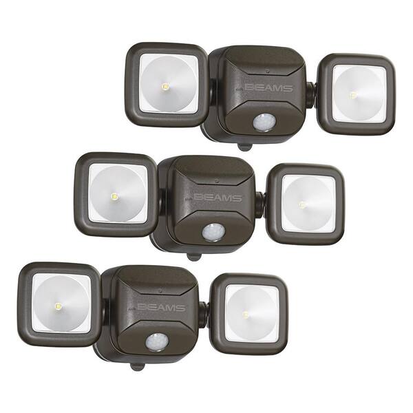 Mr Beams Wireless 140-Degree Bronze Motion Sensing Outdoor Integrated LED Security Flood Light (3-Pack)