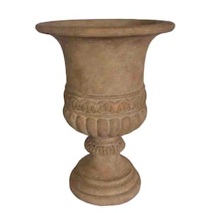 21.25 in. H Aged Ivory Finish Stone Scroll Band Urn