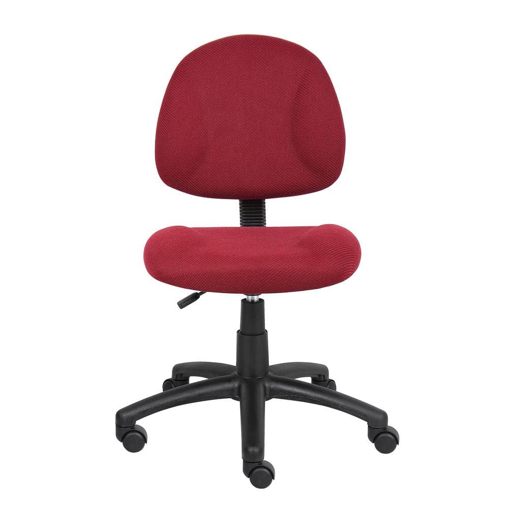 Burgundy Ergonomic Armless Fabric Office Chair