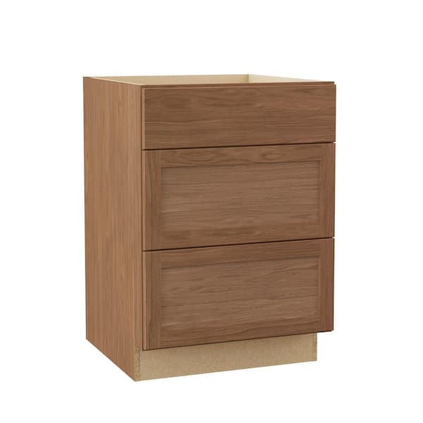 Sinclair 24 in. W x 24 in. D x 34.5 in. H Assembled Drawer Base Cabinet in Shaker Saddle Oak