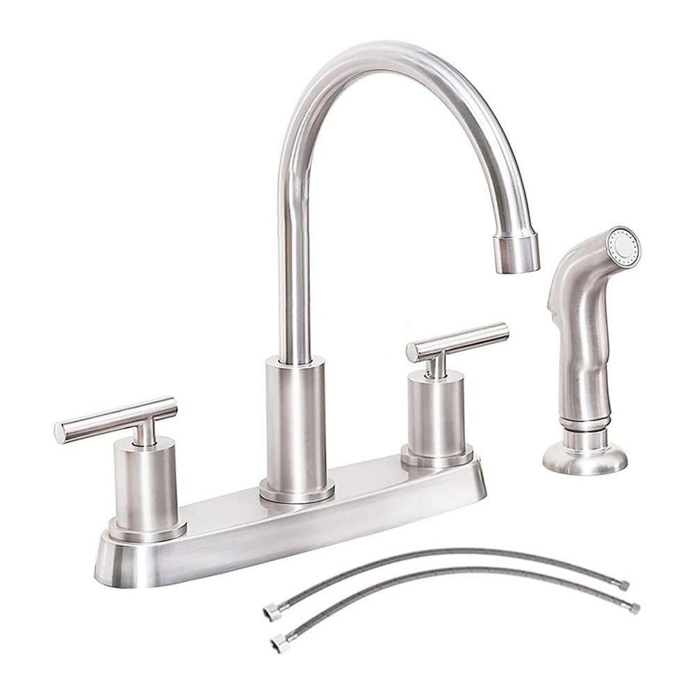 Kitchen Faucet with Side Sprayer in Brushed Nickel 1 Pack 11.42 in. H x 10.25 in. W x 7.28 in. D Stainless Steel price history on PriceWatchPro
