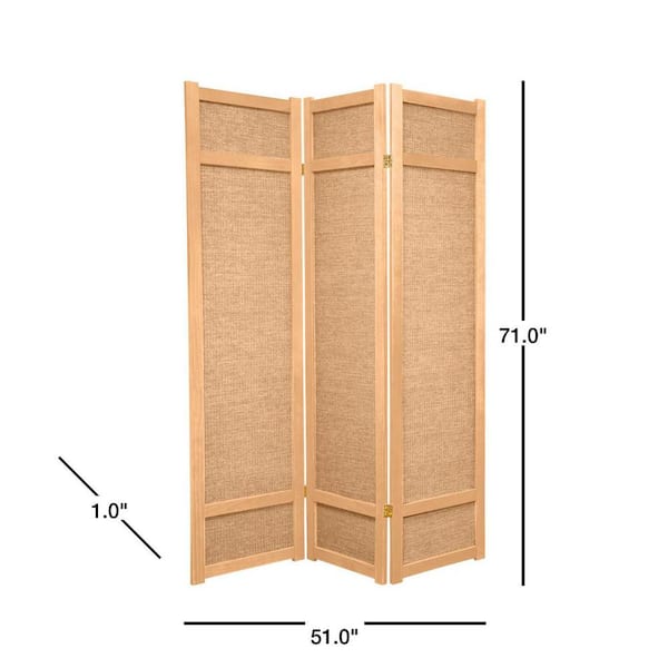 6 ft. Natural 3-Panel Room Divider