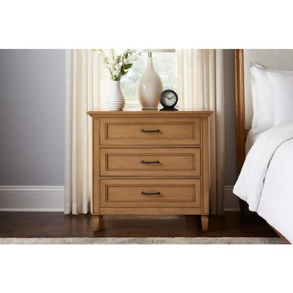 Home Decorators Collection Bonawick Patina Wood 3-Drawer Nightstand (26 in. H x 32 in. W x 19 in. D)