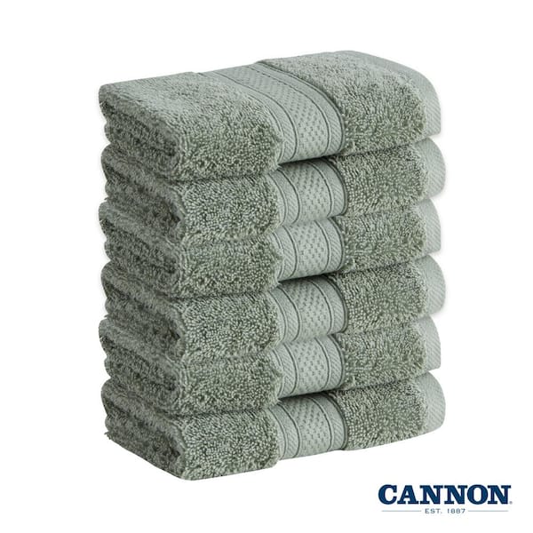 CANNON 100% Cotton TwistWash Cloths (13 in. L x 13 in. W), 550 GSM, Highly Absorbent, Super Soft Fluffy (6-Pack, Jade Green)