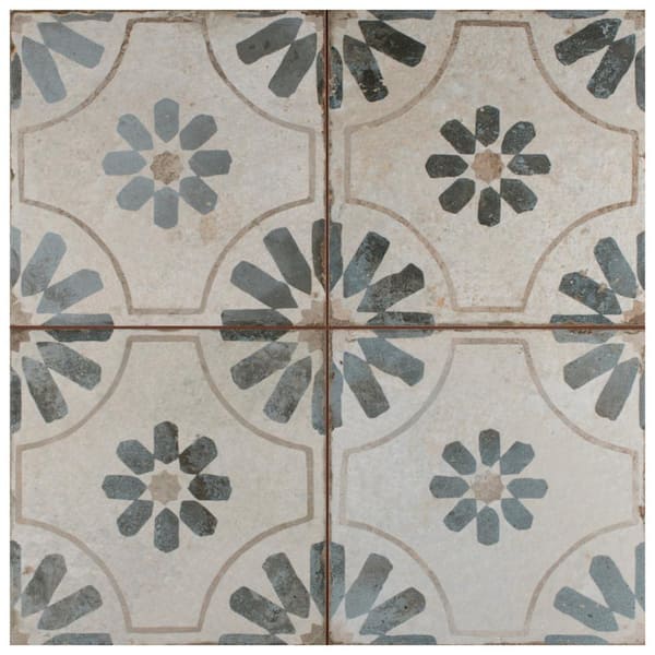 Merola Tile Kings Blume Blue 9 in. x 9 in. Ceramic Floor and Wall Take Home Tile Sample