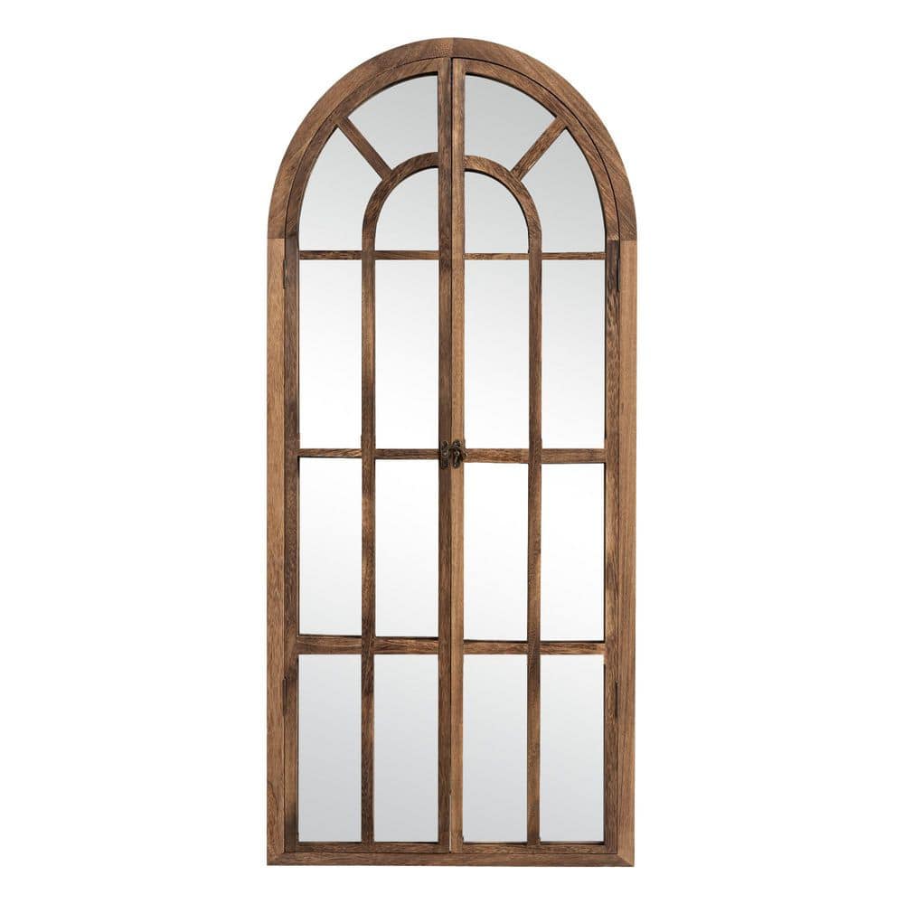 Brown Framed 31.5 in. W x 70.87 in. H Arch Wood Full Length Mirror for Living Room price history on PriceWatchPro
