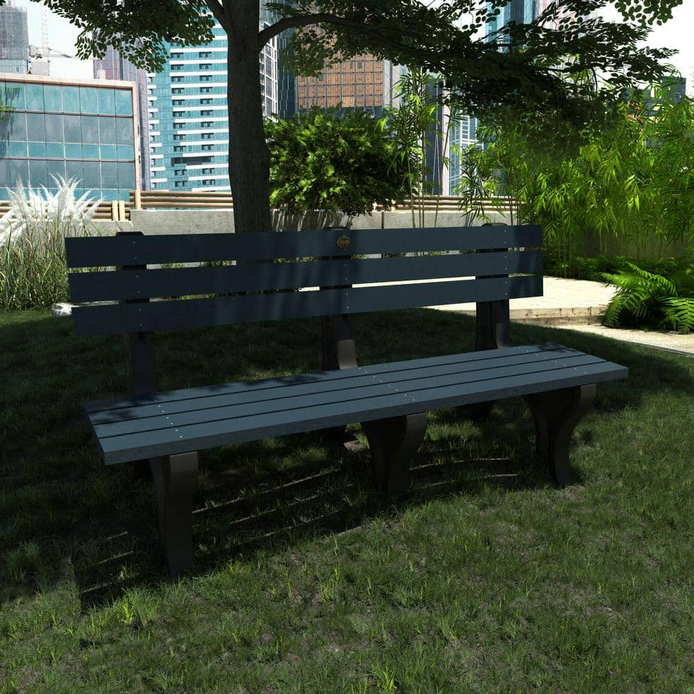 Aurora 6 ft Federal Blue Recycled Plastic Traditional Park Bench