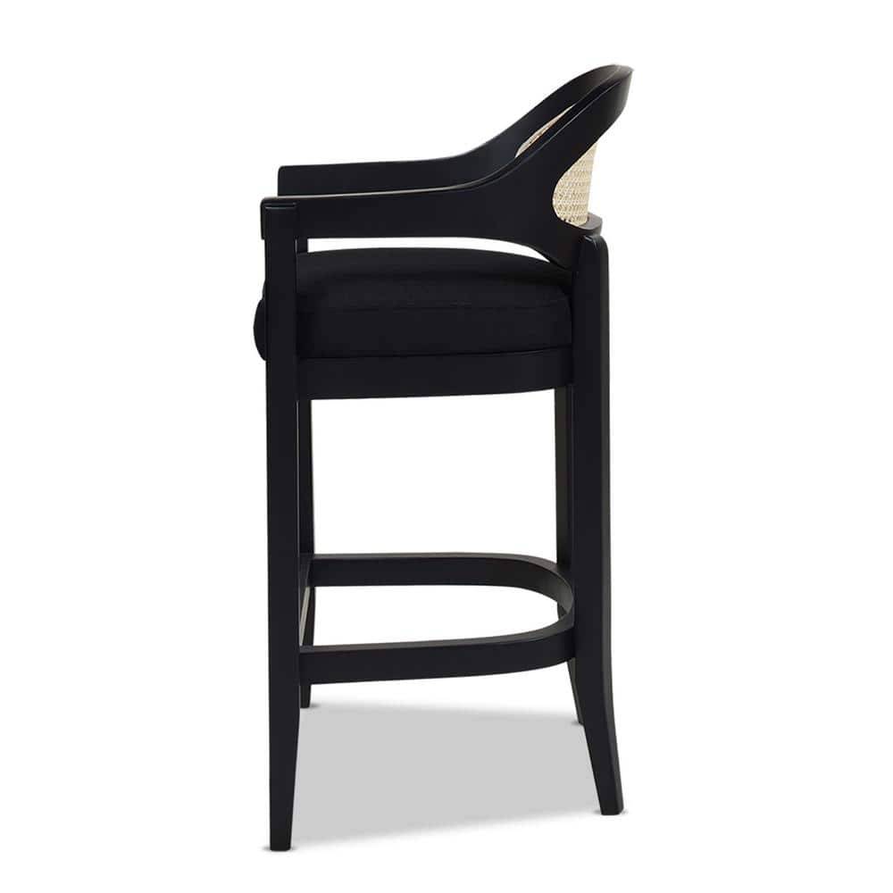 Americana 36.5" Black Oak Wood Cane Back Bar Stool