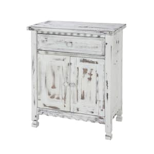 Country Cottage White Antique Accent Cabinet