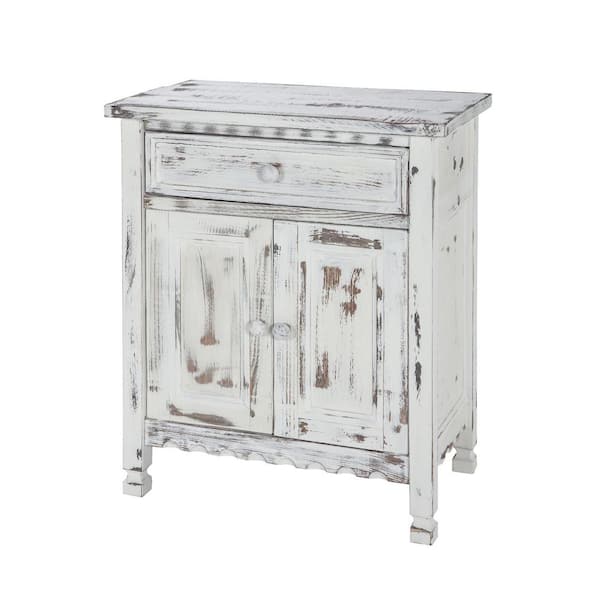 Alaterre Furniture Country Cottage White Antique Accent Cabinet