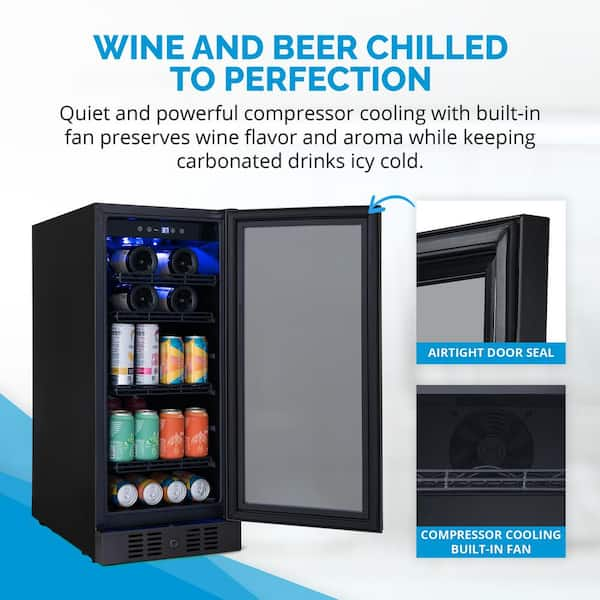 Newair Premium 15 Built-in 9 Bottle & 48 Can Wine & Beverage Cooler