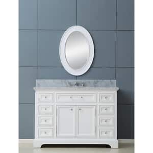 48 in. W x 22 in. D Bath Vanity in White with Marble Vanity Top in Carrara White and Chrome Faucet with White Basin
