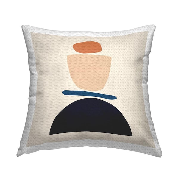 Stupell Industries Western Balanced Abstract Shapes Orange Blue Blue Square Outdoor Throw Pillow