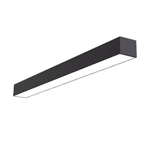 4 ft. 64-Watt Equivalent Integrated LED Black Strip Light Fixture Architectural Linear w/Power Cord Kit 4600lm (4-Pack)