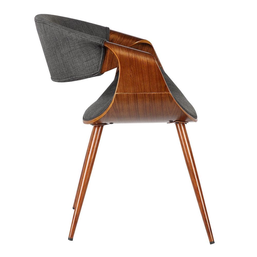 Charcoal Upholstered Faux Leather Mid-Century Modern Side Chair