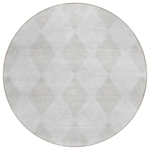 Chantille ACN539 Ivory 8 ft. x 8 ft. Round Machine Washable Indoor/Outdoor Geometric Area Rug