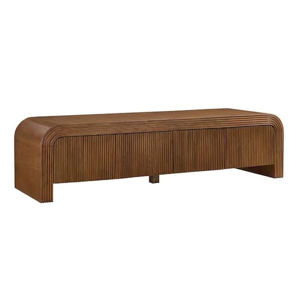 Waterflute 68 in. Modern Fluted TV Stand in Walnut