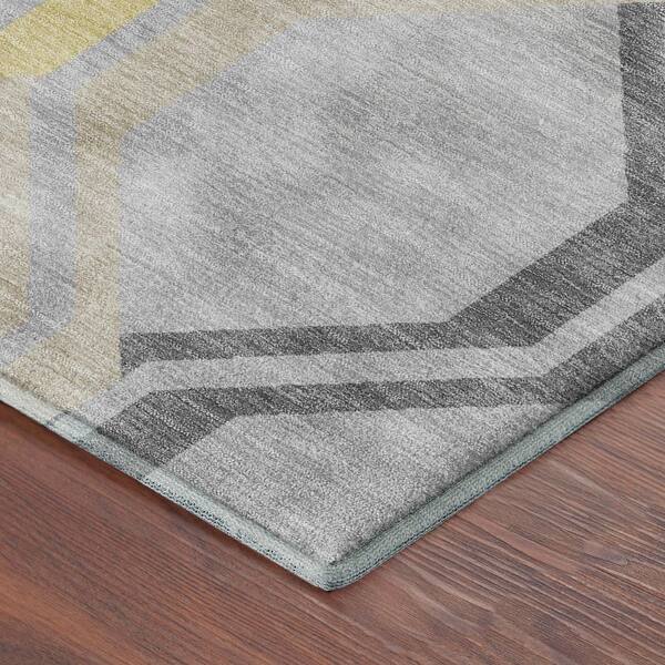 Mayfield Premium Machine Washable Abstract AMF2326 Silver 10 ft. x 14 ft. Area Rug