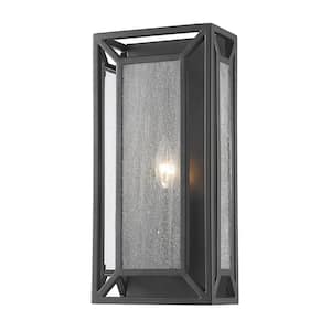 Braum 7 in. 1-Light Bronze Wall Sconce Light with Clear Seedy Glass Shade with No Bulbs Included