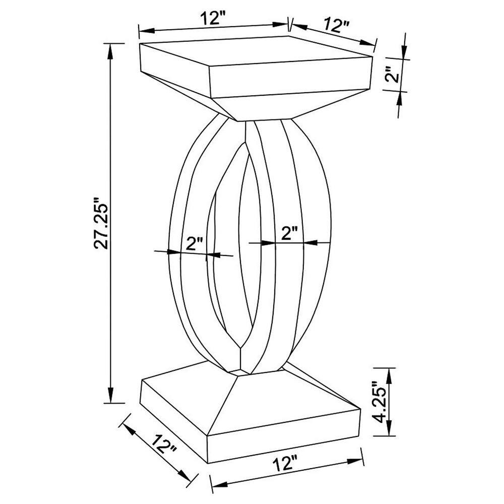 Amalia 12" Silver Glass and MDF Square End Table