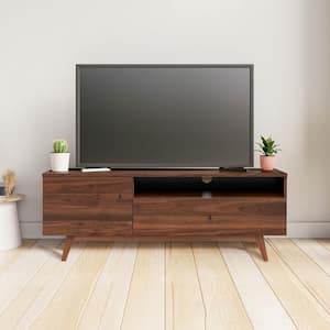 Hathaway TV Stand in Walnut Finished Wood, Fits TVs up to 55 in.