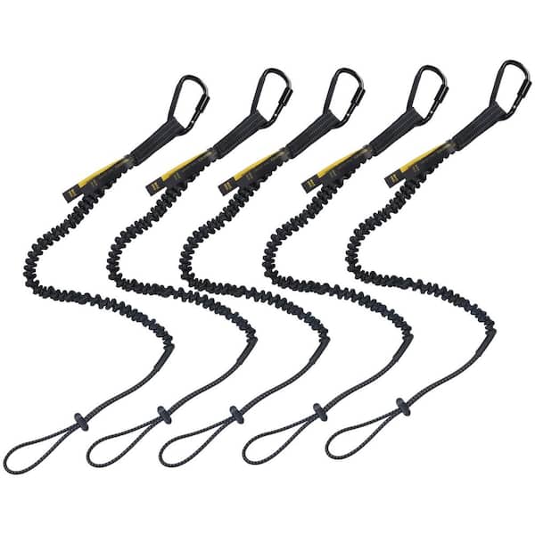 35.4 in. Black Safety Fall Protection Tool Lanyard with Screw Lock Carabiner Clip for Scaffold Erectors (5-Pack)