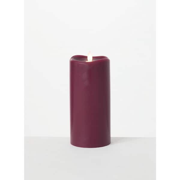SULLIVANS 8 in. Red Wave Top Smooth LED Pillar Candle