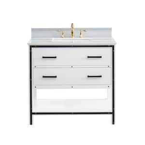 Hendrick 36 in. W x 22 in. D x 34.50 in. H Bath Vanity in Dove White with Marble Vanity Top in White with White Basin