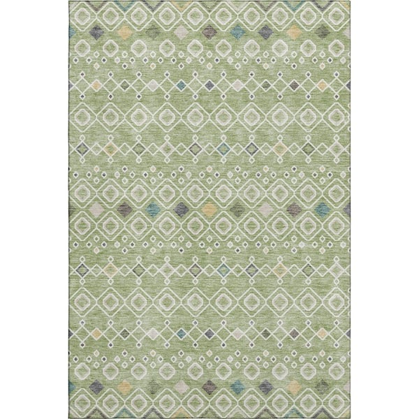 Addison Rugs Mayfield Premium Machine Washable Abstract AMF938 Aloe 3 ft. x 4 ft. Area Rug