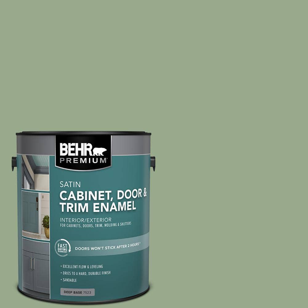BEHR PREMIUM 1 gal. PPU1105 Pesto Green Satin Enamel Interior