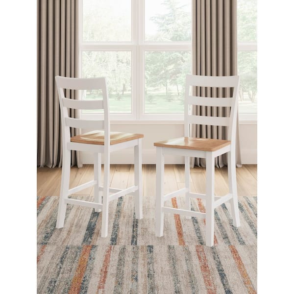 Gesthaven White / Light Brown Wood Counter Height Bar Stool