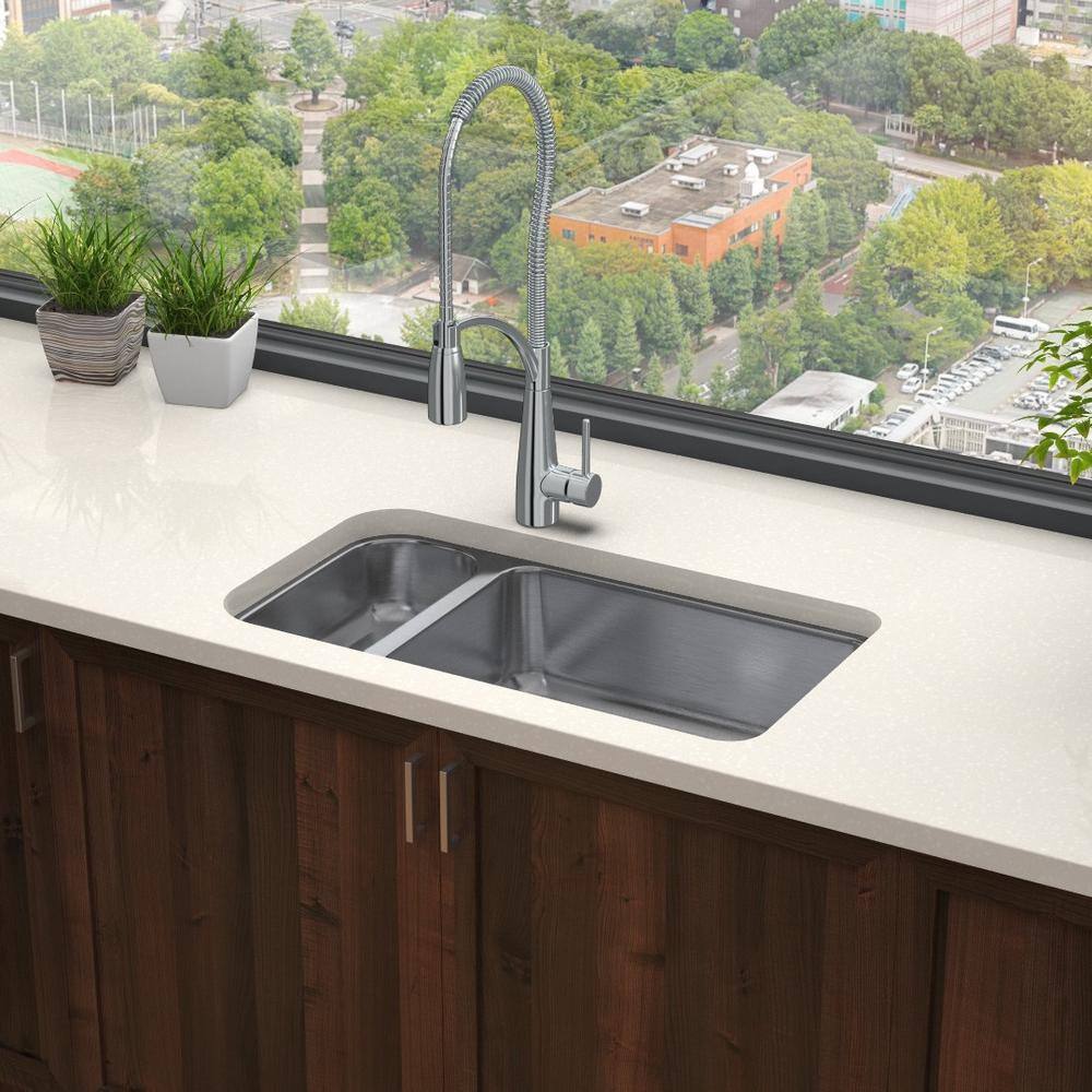 Lustertone 32" Stainless Steel Double Bowl Undermount Kitchen Sink