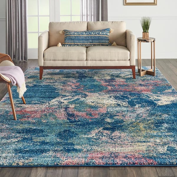 Fusion Blue/Multicolor 8 ft. x 11 ft. Abstract Modern Area Rug