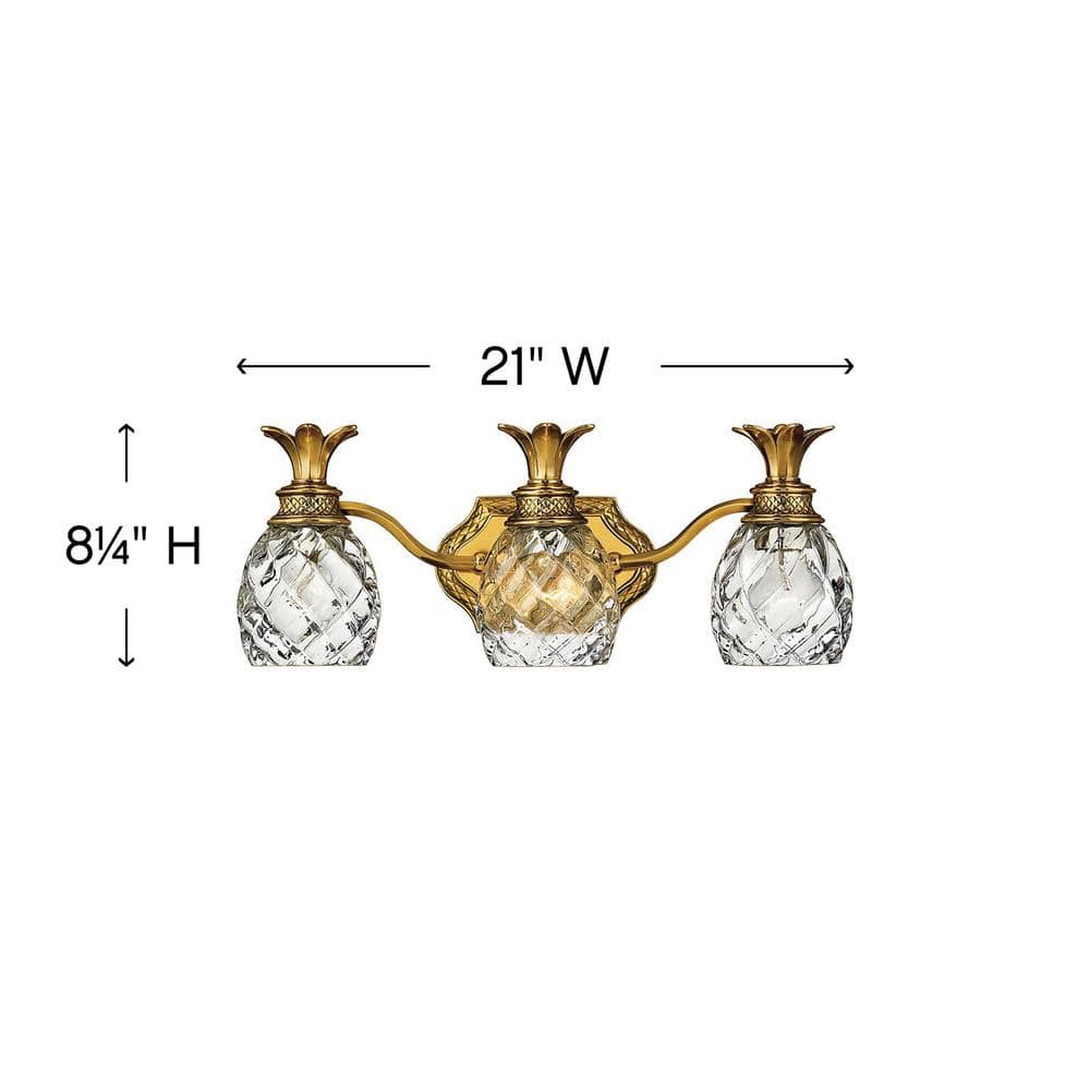 Burnished Brass 3-Light Vanity Fixture with Clear Optic Glass