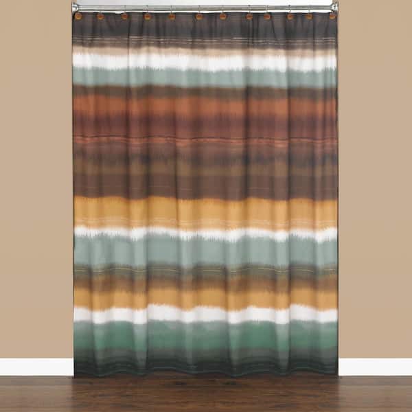Saturday Knight Jessen Stripe 72 in. Earthtones Polyester Shower Curtain