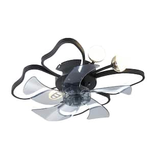20 in. Indoor Black Butterfly Low Profile Ceiling Fan Light with Remote Control, Reversible Motor, Timing, Noiseless