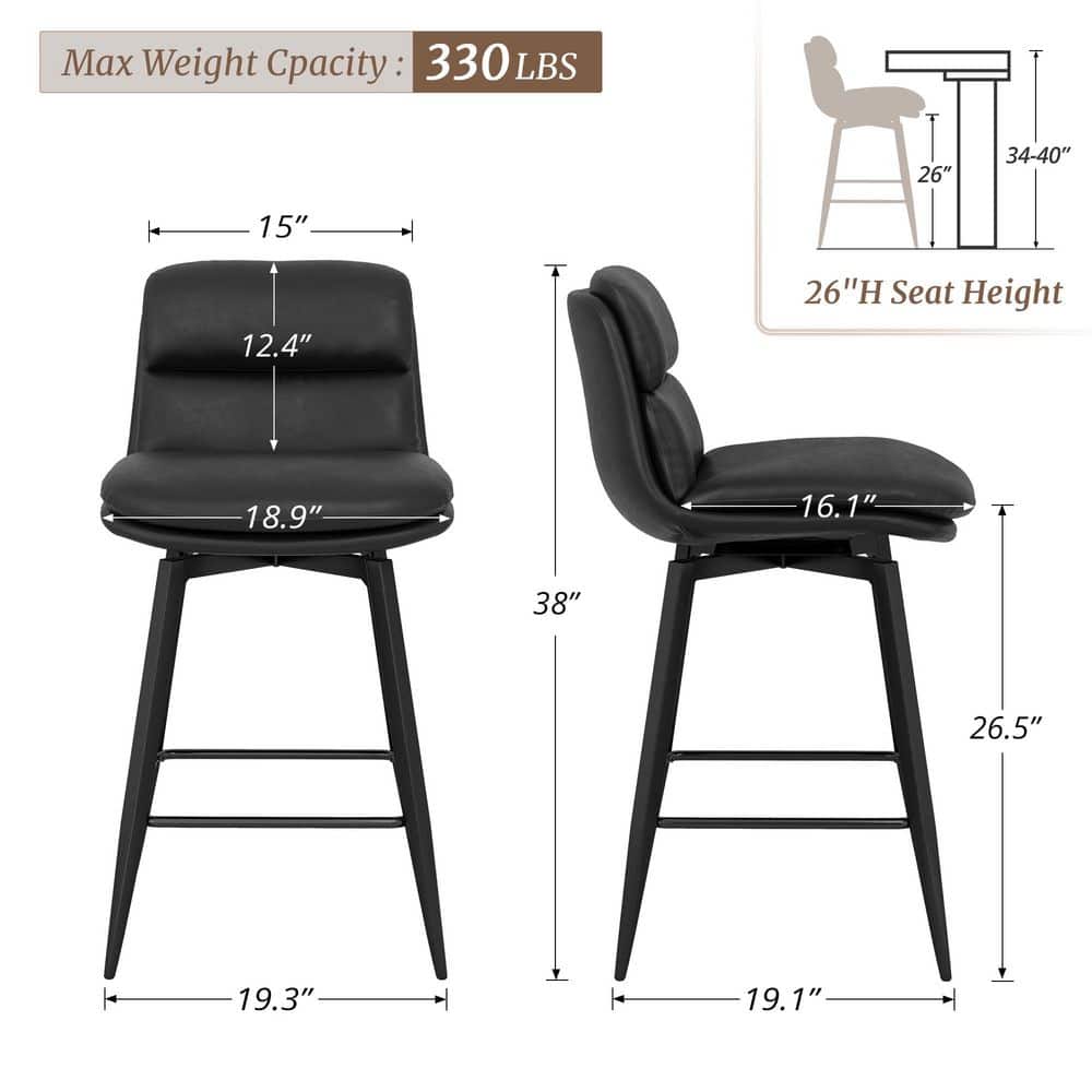 DAHLIA 26in Light Black Faux Leather Bar Stool 4-Pk - rated 4.4286 stars from 7 reviews