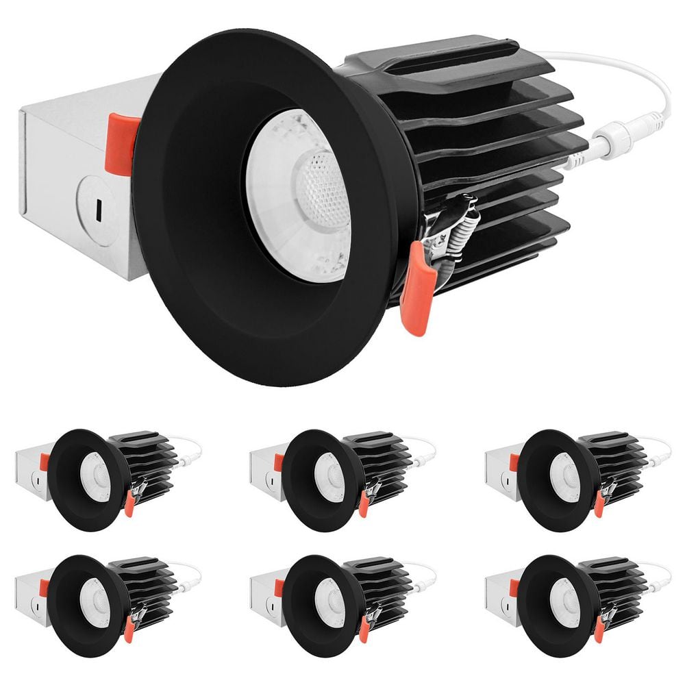 3 In. Integrated LED Regressed Canless Spotlight + Round Black Trim, 5CCT, 15W, 1250LM, CRI90 Dimmable 60° Beam 6 Pack price history on PriceWatchPro