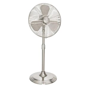 Retro 16 in. 3 Speed All-Metal Pedestal Fan with Wide Oscillation in Brushed Nickel