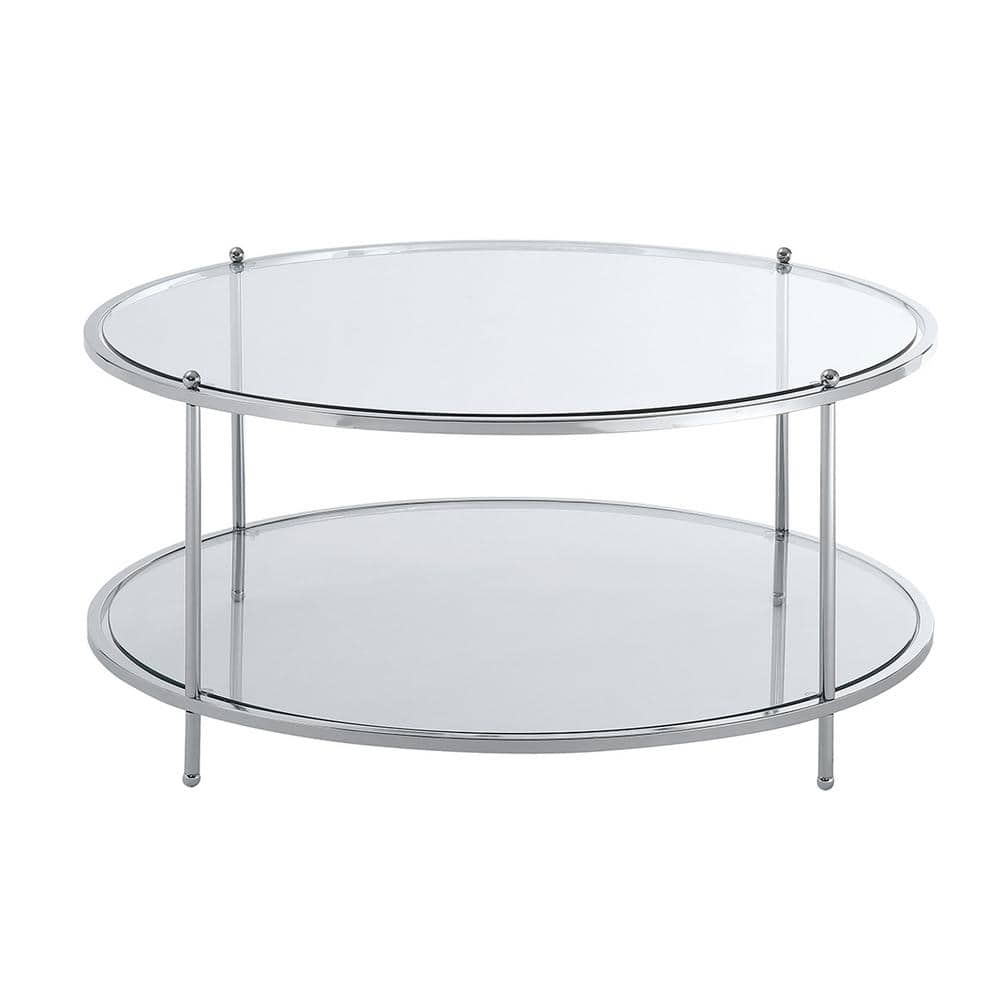 Royal Crest Round Glass Coffee Table with Chrome Frame