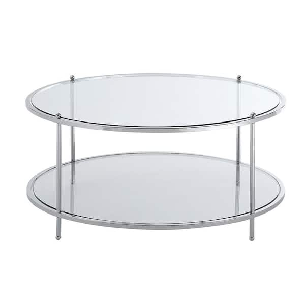 Convenience Concepts Royal Crest 36 in. Chrome Low Round Glass Top ...