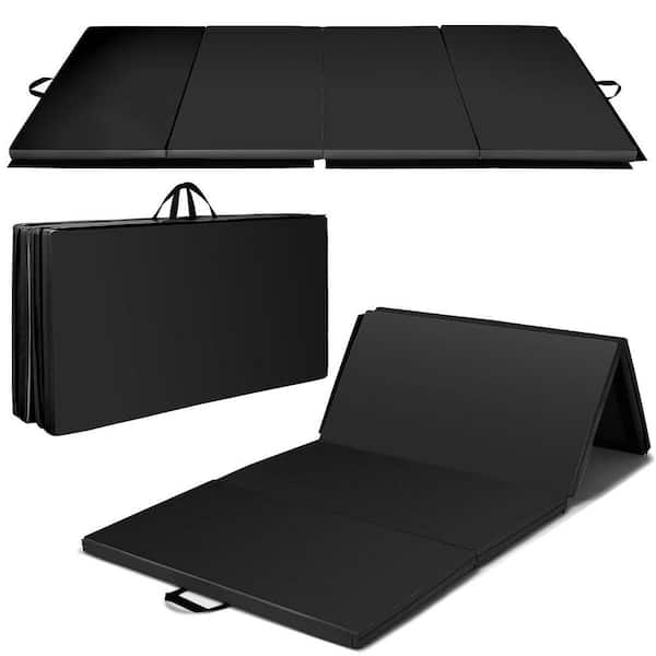 HONEY JOY Black 8 ft. x 4 ft. x 2 in. Folding Gymnastics Mat Four